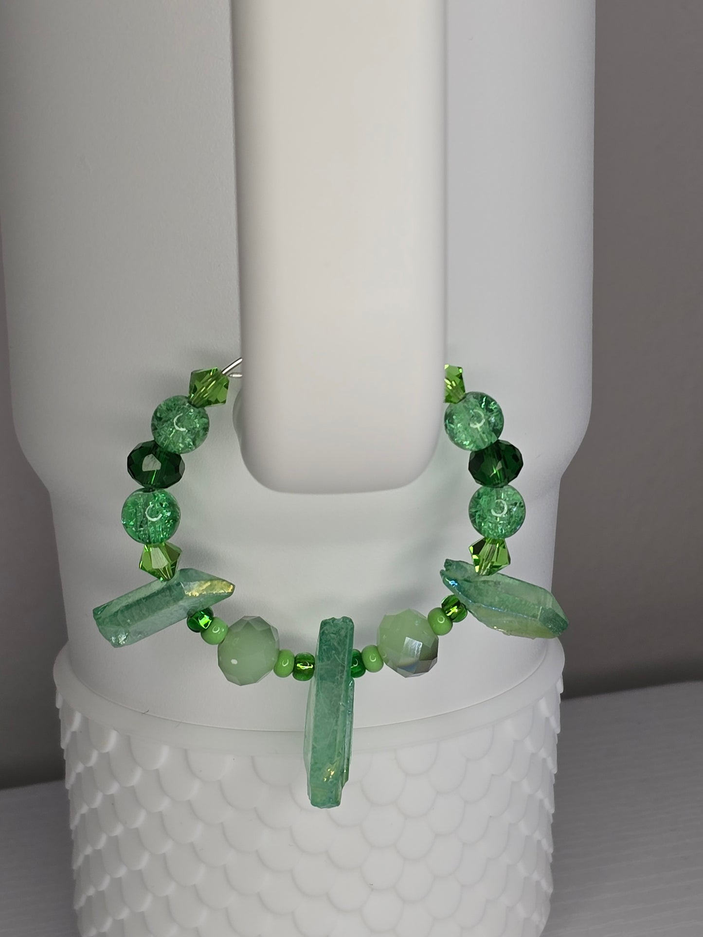 Green Emerald Quartz Cup Handle Charm