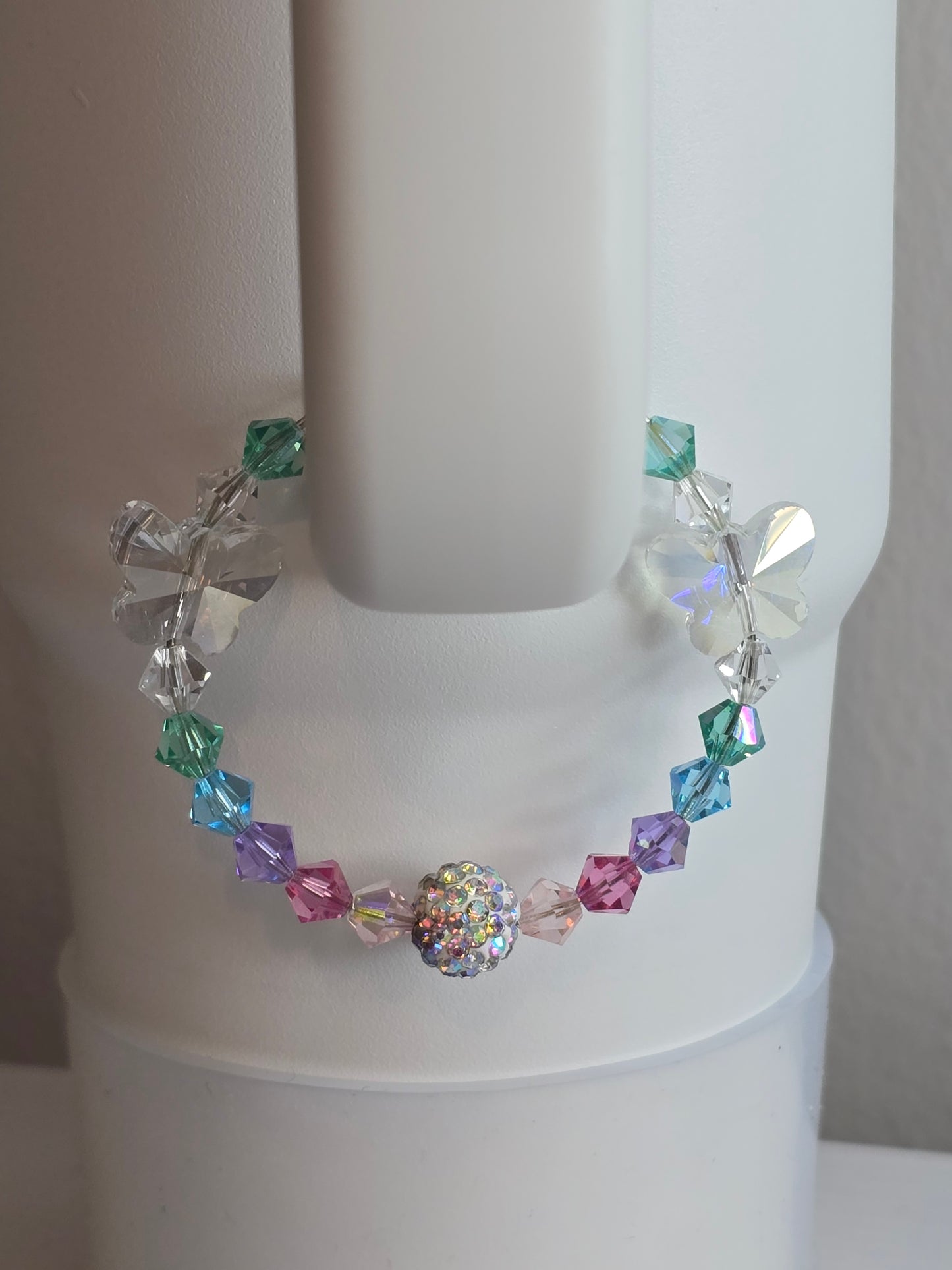 Pastel Butterfly with Rhinestone Handle Charm
