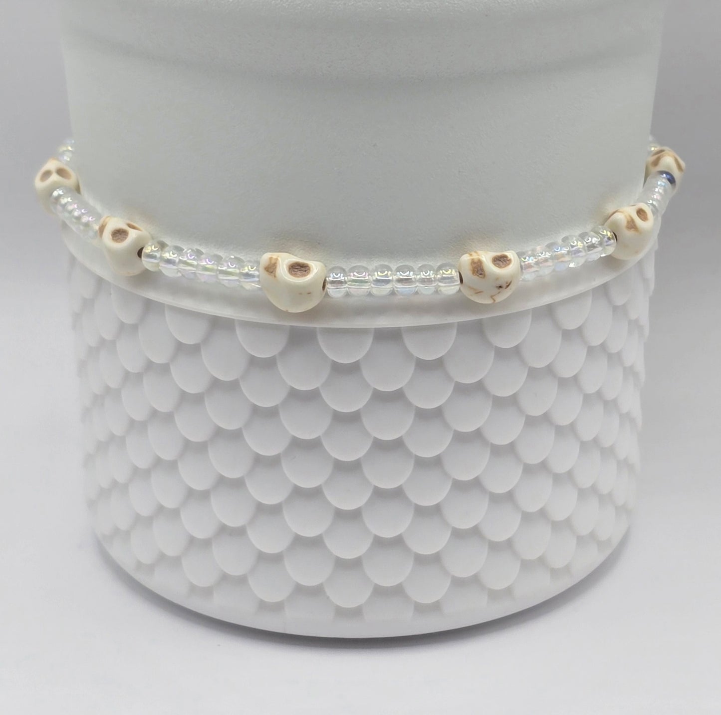 Boot Bracelet: Iridescent with Skulls