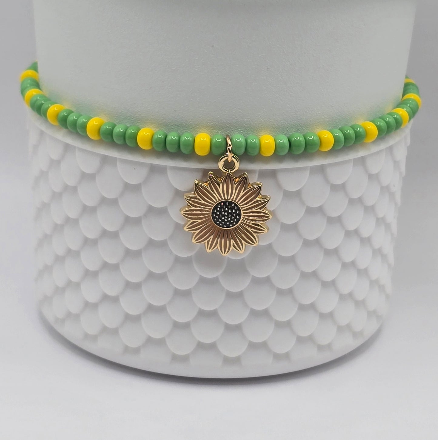 Boot Bracelet: Green and Yellow with Sunflower
