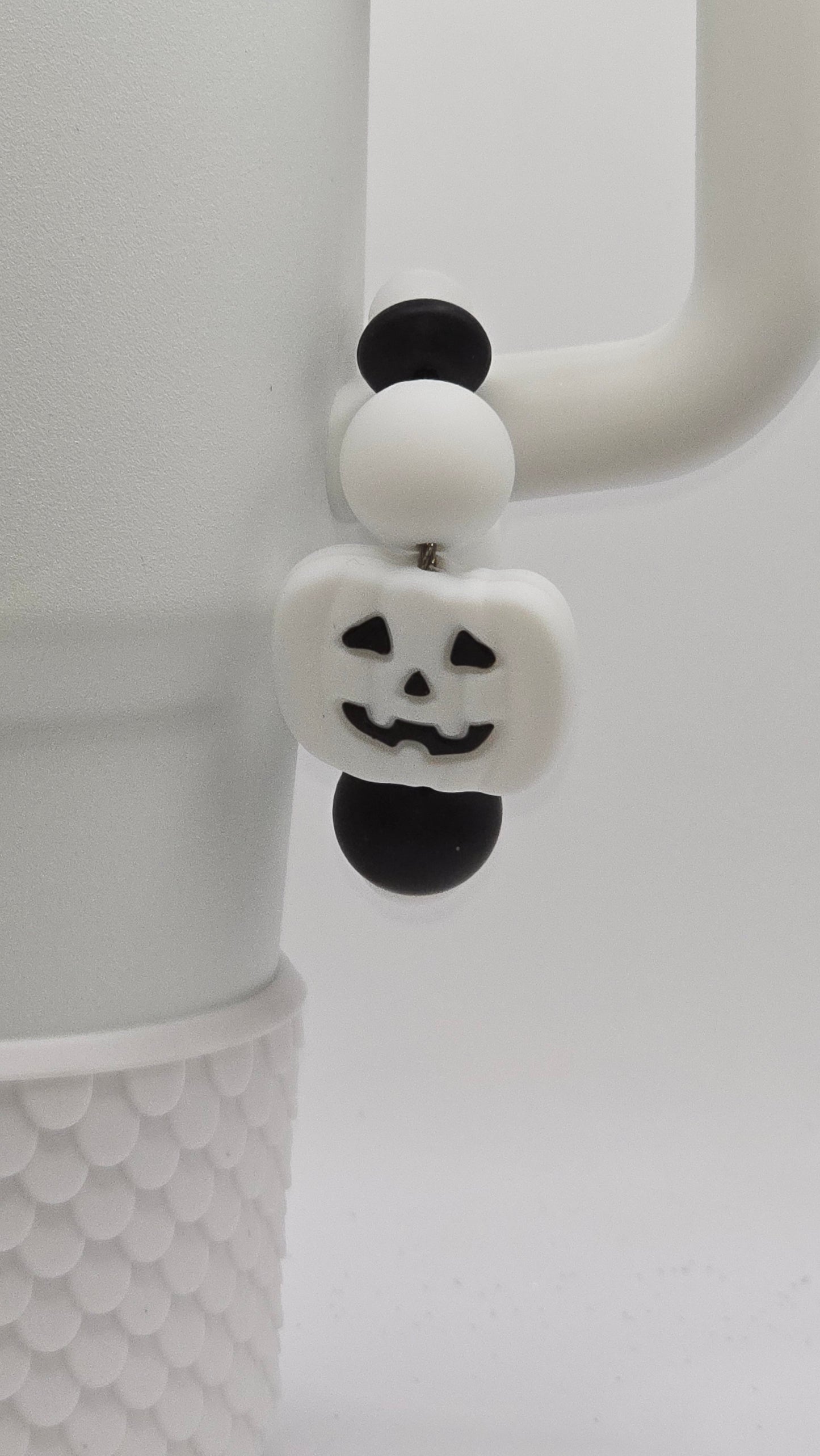 Handle Charm: Black and White Pumpkin