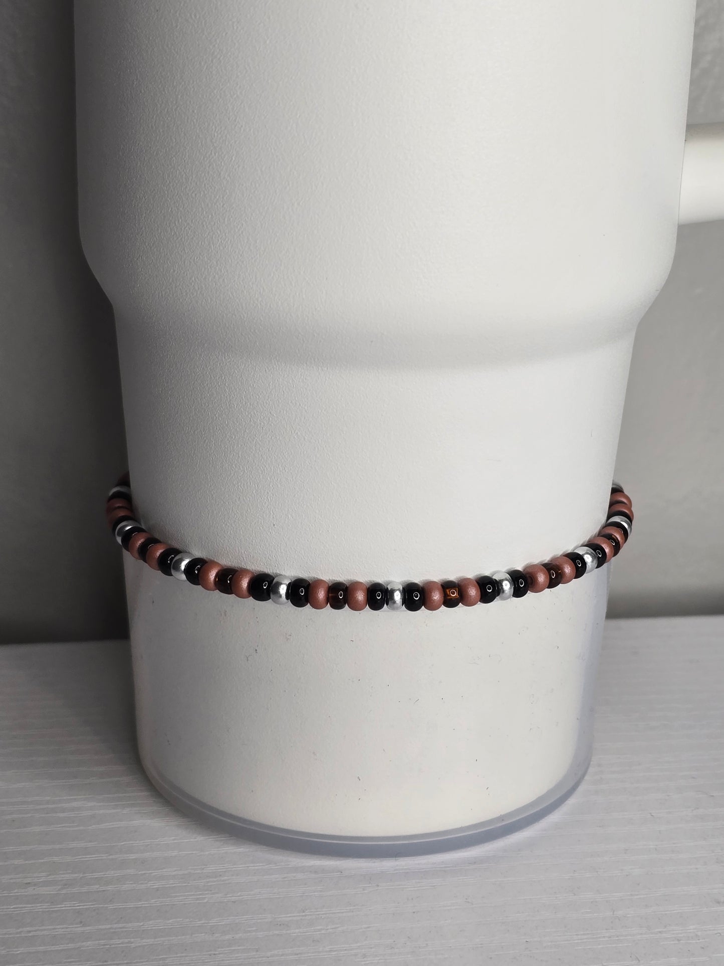Light and Dark Brown with Silver Boot Bracelet