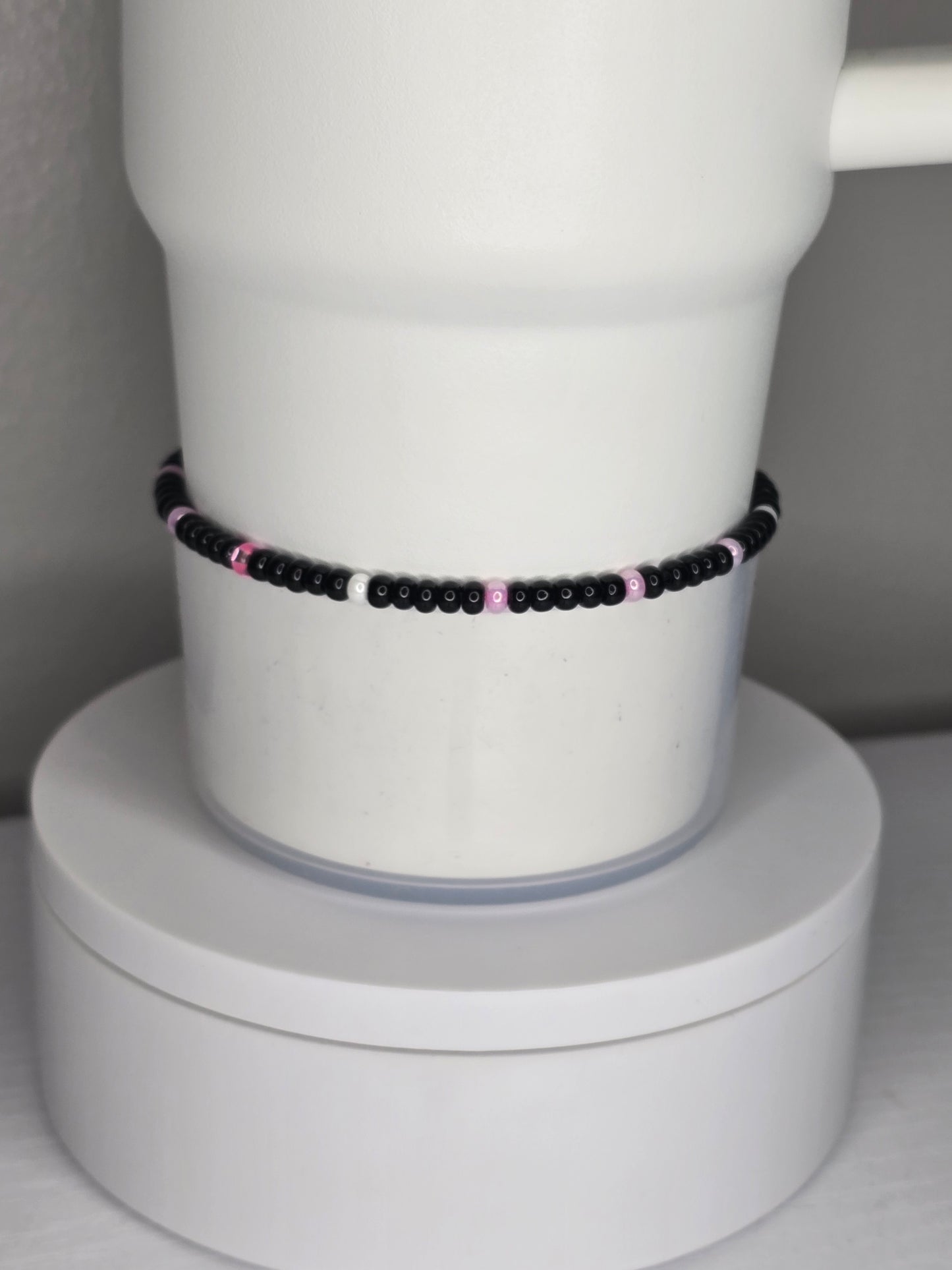 Black with Pink and White Accents Boot Bracelet