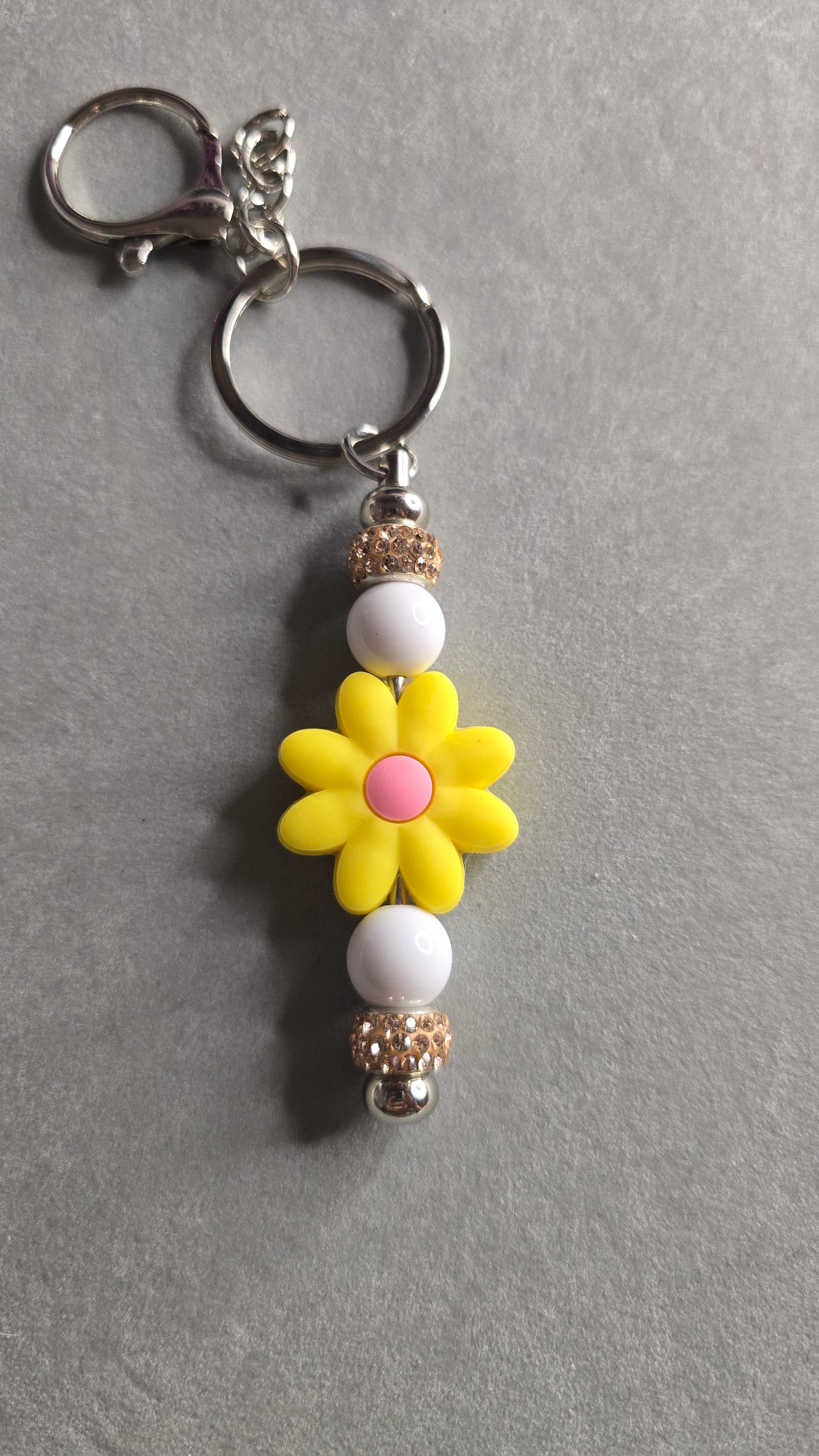 Keychain - Yellow and White with Beige