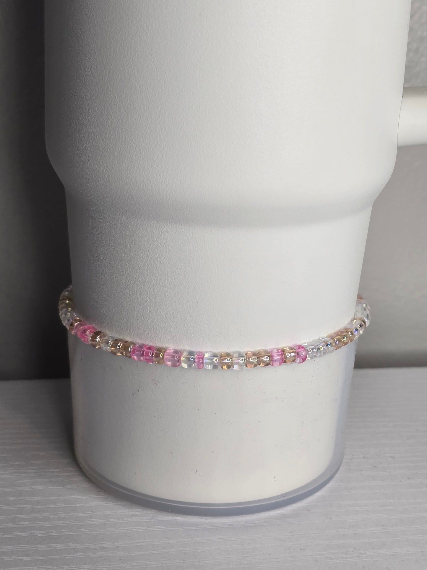 Pink, Iridescent and Beige Mash Up Boot Bracelet