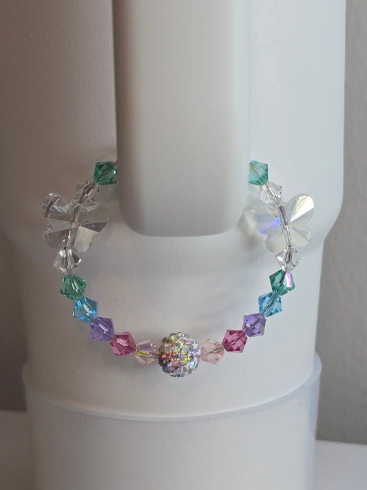 Pastel Butterfly with Rhinestone Handle Charm