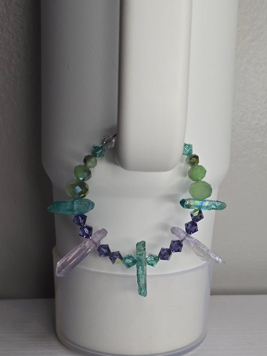 Purple, Teal and Green Cup Charm