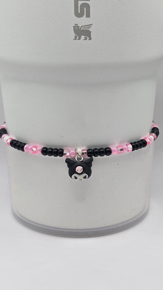 Boot Bracelet: Black and Pink Kuromi