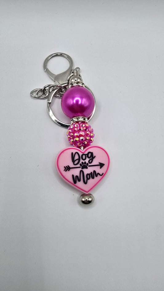 Key Chain: Bright Pink Dog Mom