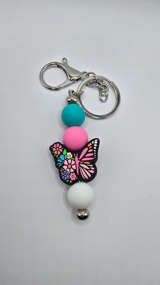 Key Chain: Teal and Pink Butterfly
