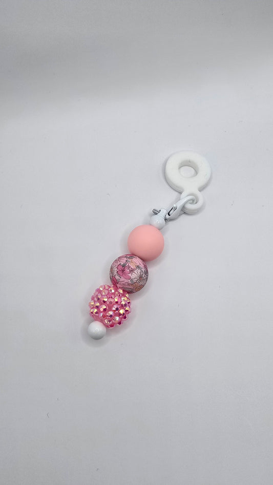 Straw Dangle: Pink with Flowers