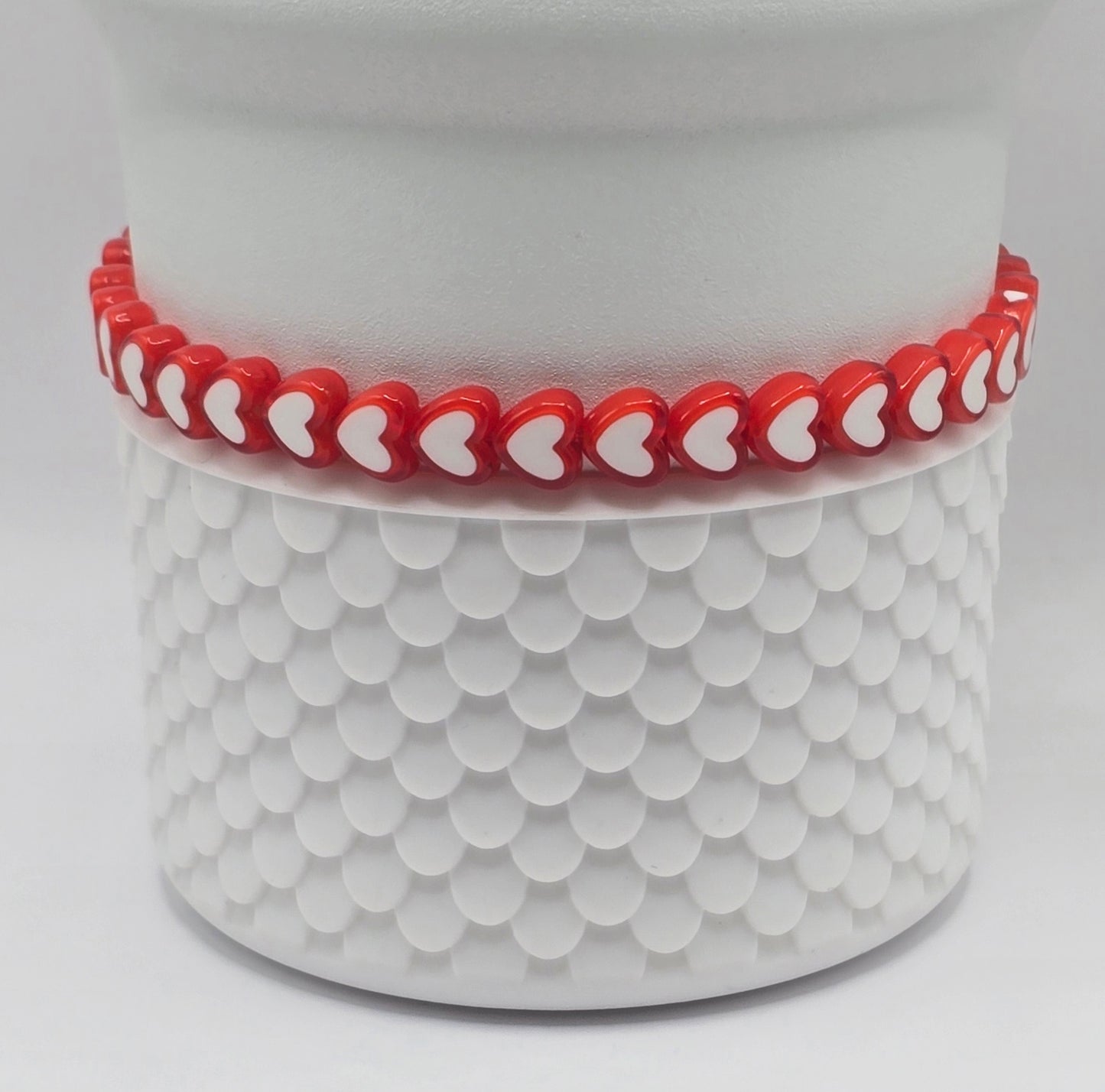Boot Bracelet: Red and White Hearts