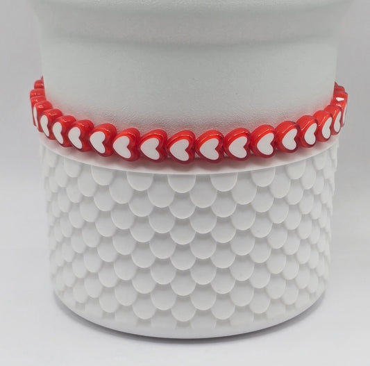 Boot Bracelet: Red and White Hearts