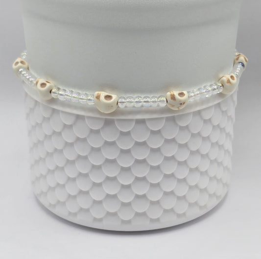 Boot Bracelet: Iridescent with Skulls