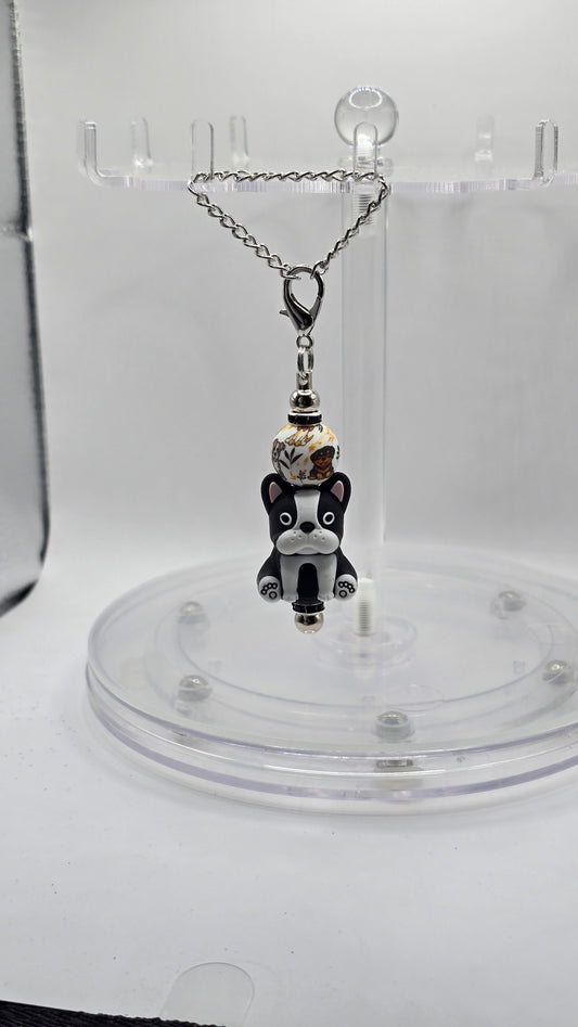 Black and White Dog, Random Dog Silicone Beaded Handle or Bag Charm