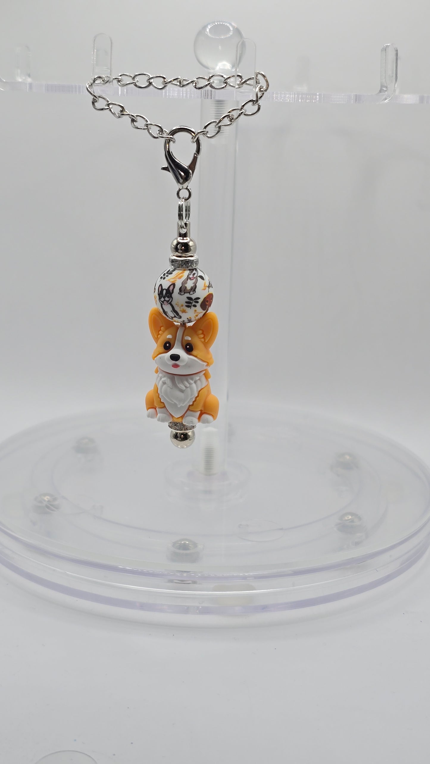 Corgi Dog, Random Dog Silicone Beaded Handle or Bag Charm