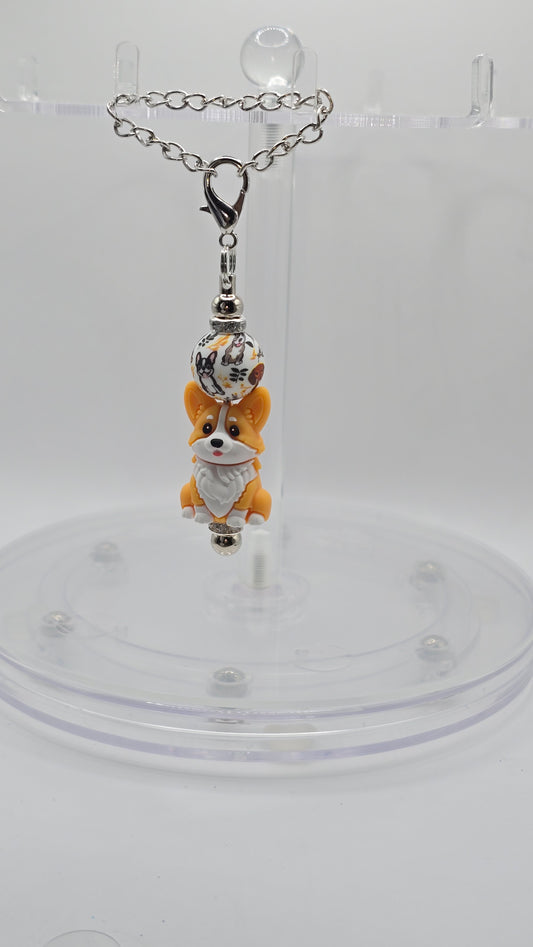 Corgi Dog, Random Dog Silicone Beaded Handle or Bag Charm