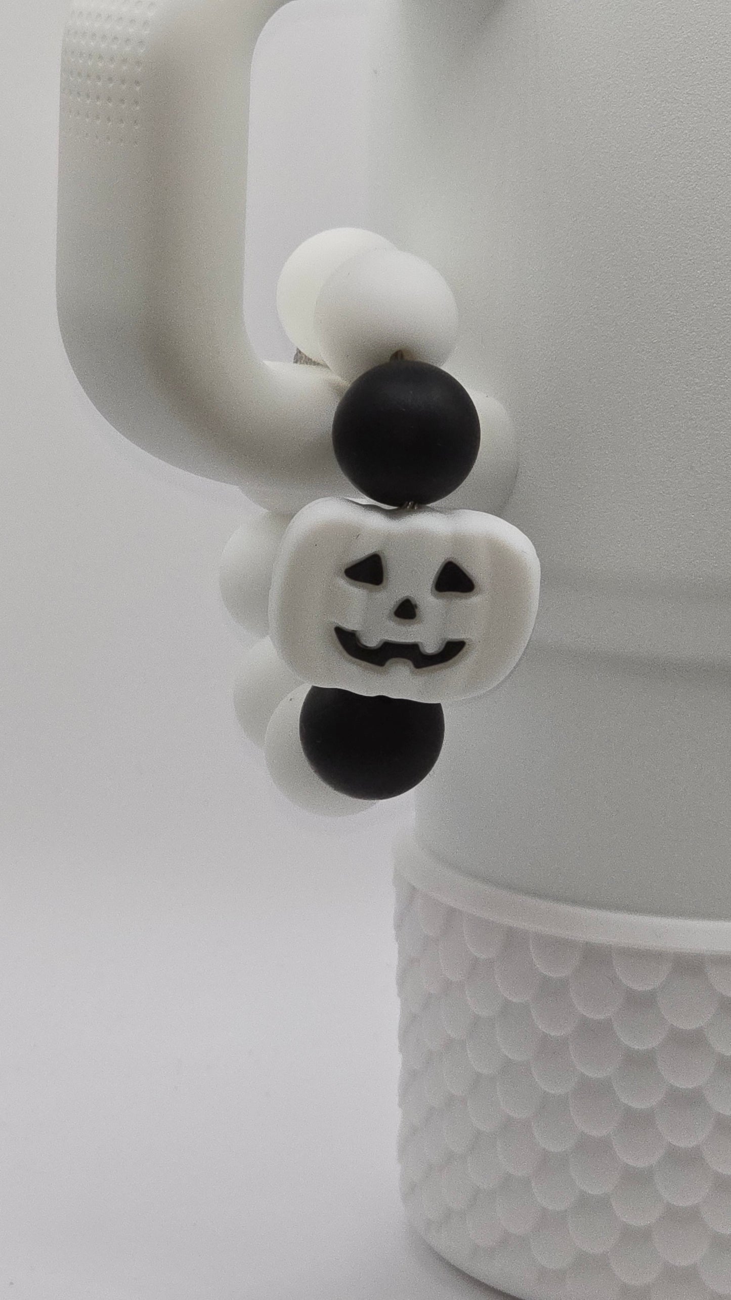 Handle Charm: White and Black Pumpkin