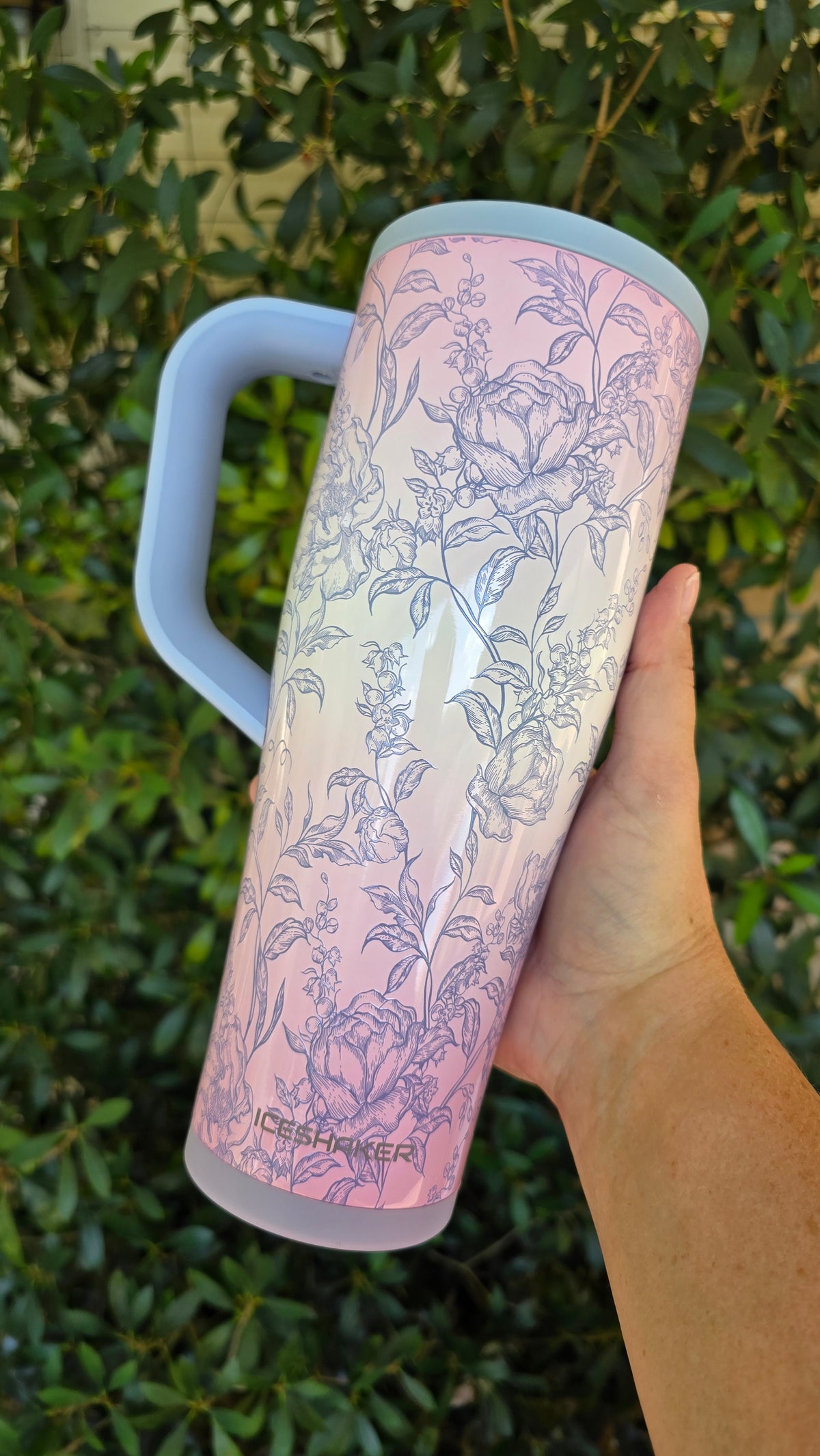 Custom Dyed Tumbler: Dusted Pink Toile