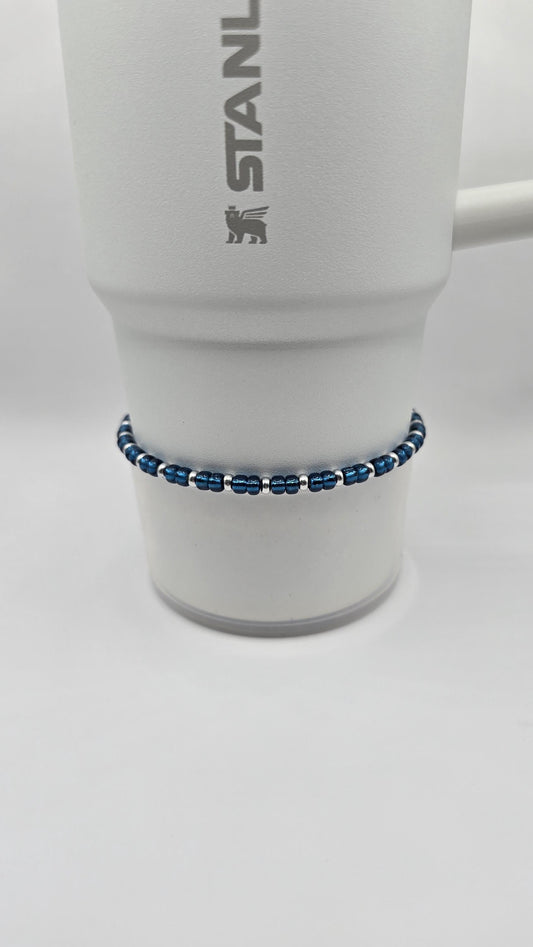 Boot Bracelet: Deep Teal and Silver