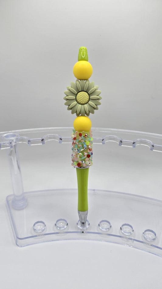 Ballpoint Pen: Olive Sunflower with Yellow