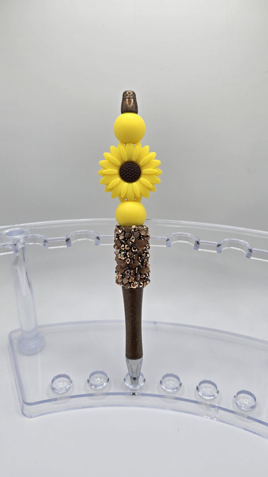 Ballpoint Pen: Yellow Sunflower with Brown