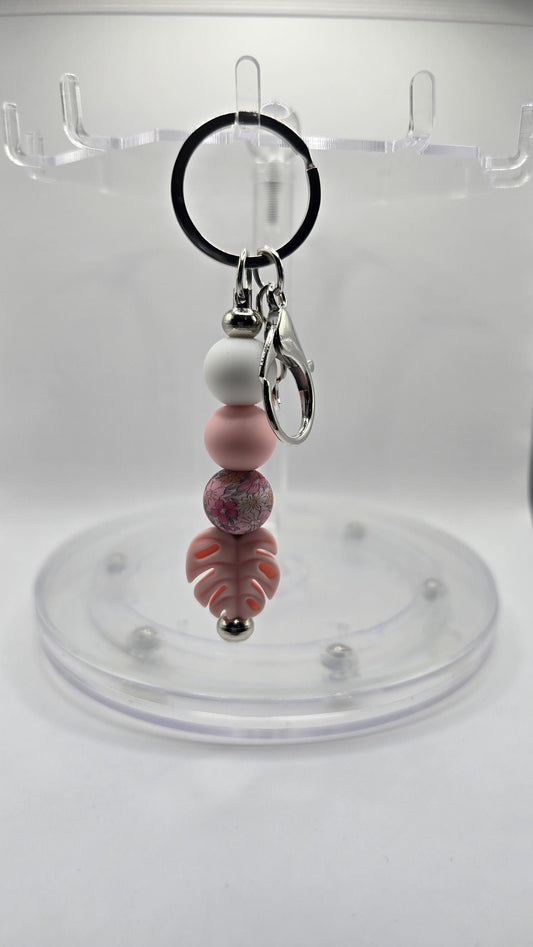 Key Chain: Pink Monstera Flower