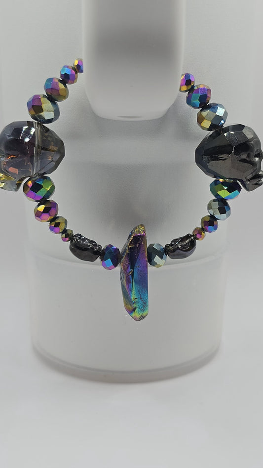 Handle Charm: Oil Slick Skulls