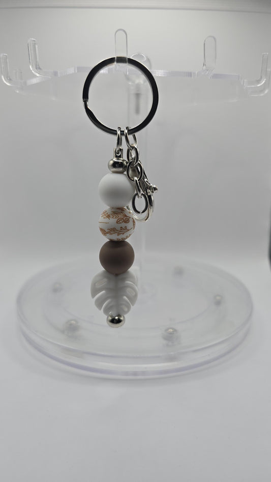 Key Chain: White Monstera Neutral