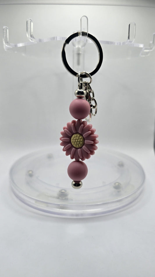 Key Chain: Dusty Pink Daisy
