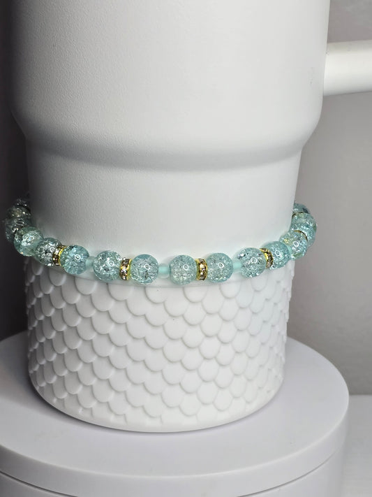 Crackled Mint and Gold Boot Bracelet