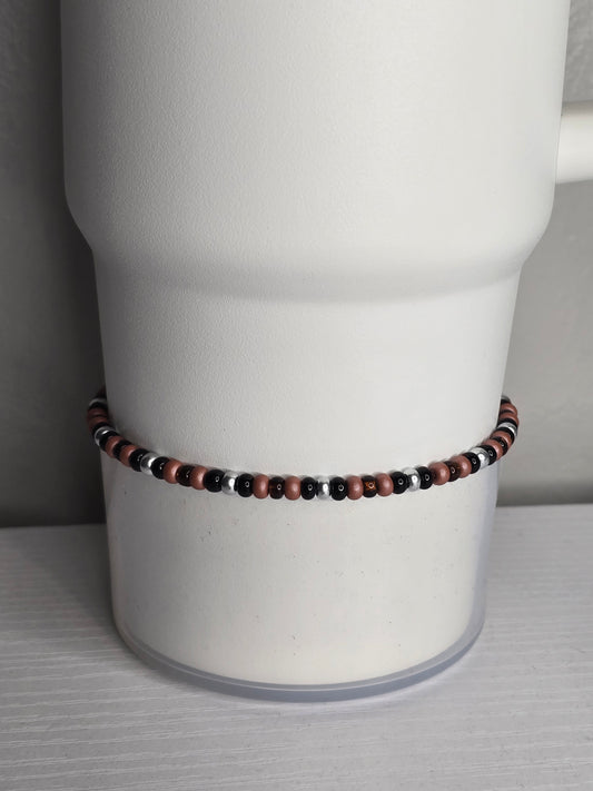 Light and Dark Brown with Silver Boot Bracelet