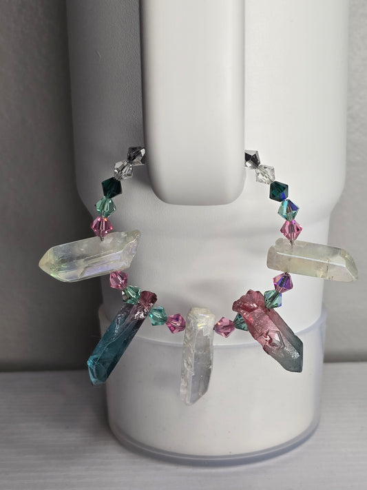 Pink, Teal and Iridescent Cup Charm