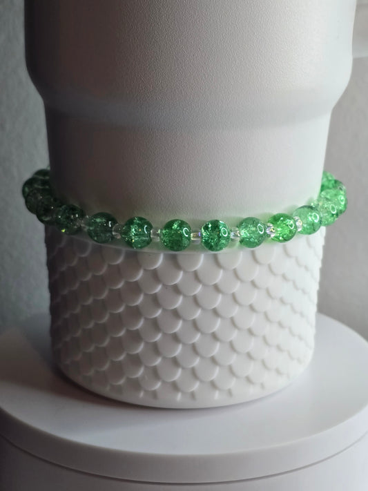 Crackled Glass Boot Bracelet - Emerald