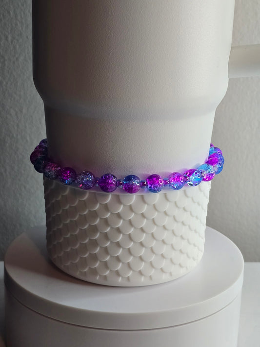 Crackled Glass Boot Bracelet - Cosmic Blue and Purple