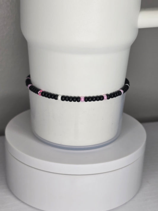Black with Pink and White Accents Boot Bracelet