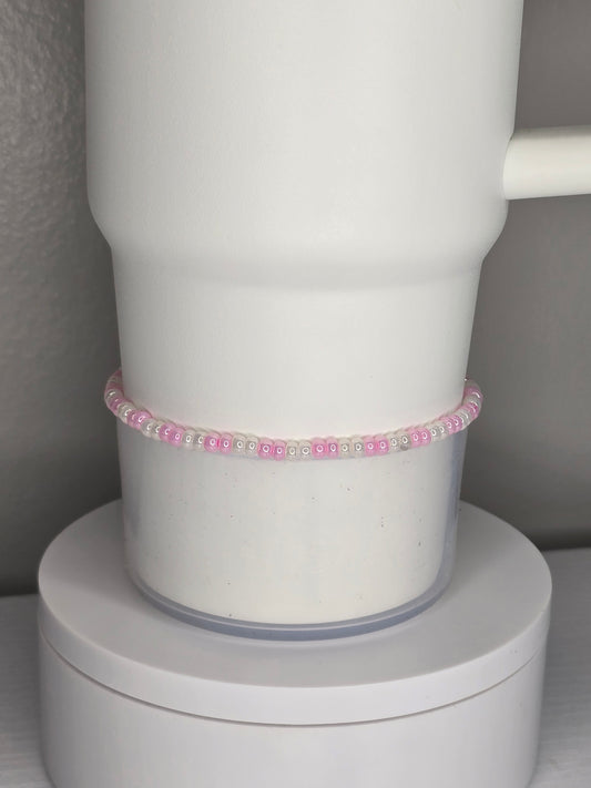 Baby Pink and White Luster Double Boot Bracelet
