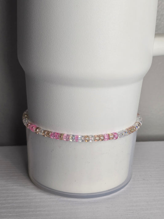 Pink, Iridescent and Beige Mash Up Boot Bracelet